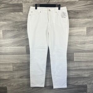 Christopher & Banks Jeans Women's 8 White‎ Denim Straight Leg Light Wash Preppy